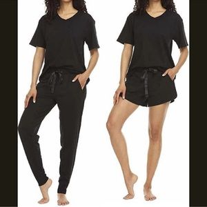 Flora Nikrooz Ladies' French Terry 3-piece Lounge Set, Black